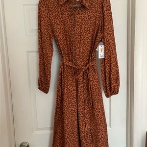 Leopard Print Button-Up Dress